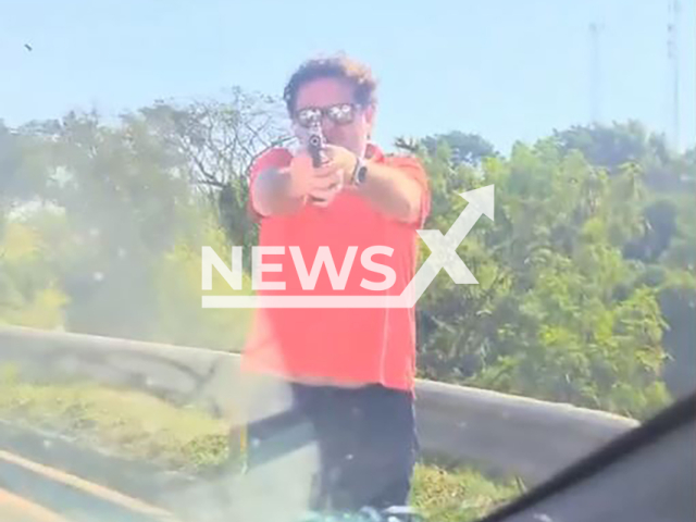 Adriano Domingues da Costa shoots at the passengers of a car in Boituva, Brazil, on Friday, June 14, 2024. There is a warrant for his arrest. Note: Picture is screenshot from a video. (Newsflash)