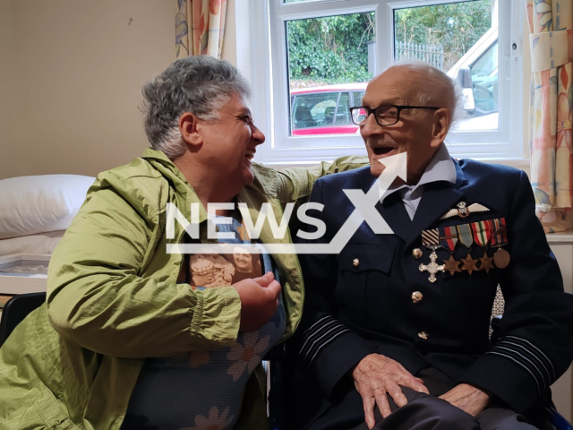 Photo shows Lina Volpi (left) and John Allman Hemingway (right), undated. Her mother saved the RAF pilot during the Second World War. Note: Private photo taken from social media(Lina Volpi/Newsflash).