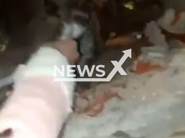 Photo shows two girls removing a body from a grave in a cemetery in Piraquara, Curitiba, Brazil. They were laughing all the time. Note: Picture is screenshot from a video (Newsflash)