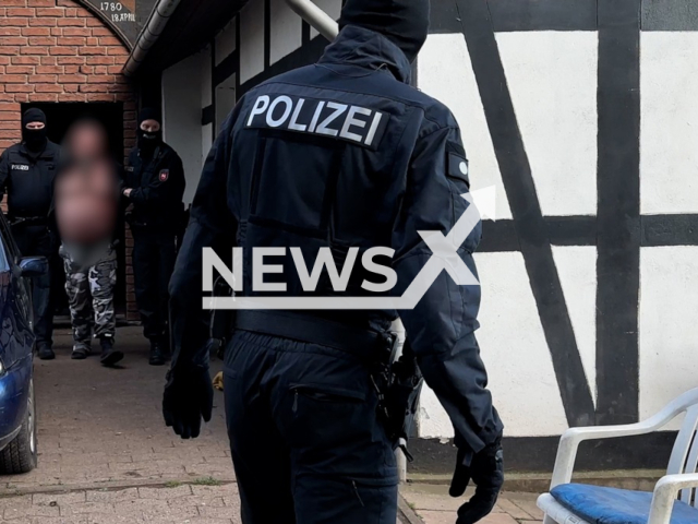 Image shows the police operation, undated photo. The bust  a drug trafficking gang in Germany, on June 13, 2024. Note: Licensed content. (Police Department Osnabrueck/Newsflash)