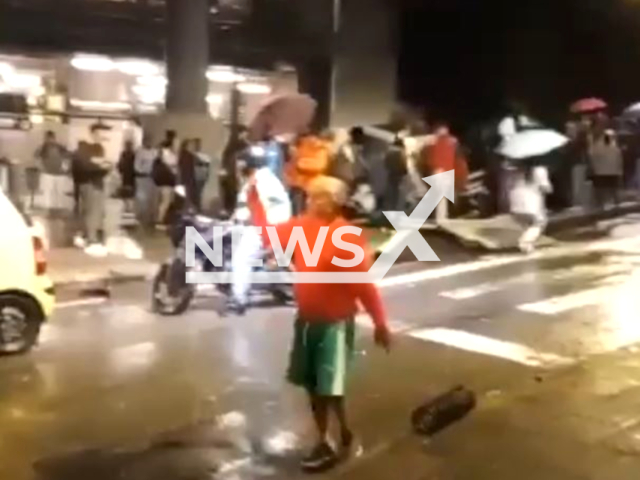 Photo shows the collapsed Metrocable cabin in Medellin, Colombia, on Wednesday, June 26, 2024. People were injured. Note: Picture is screenshot from a video (Newsflash)