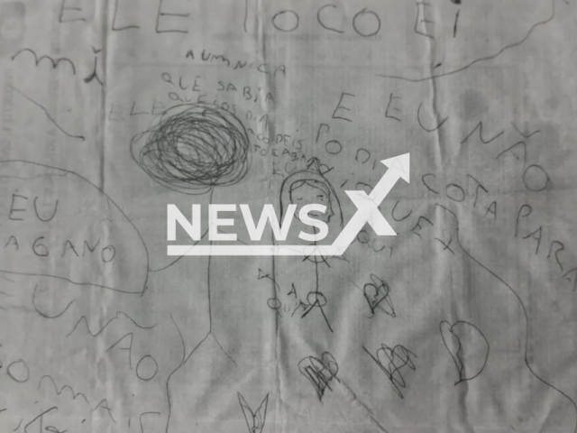 Photo shows the drawing made by a child, revealing she was raped in Arapiraca, Alagoas, Brazil, undated.  The man was arrested on Wednesday, June 26, 2024.
Note: Private photo taken from news media(Newsflash).