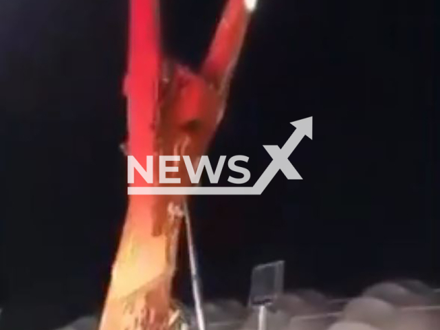 Protective fence opens with toy upside down at amusement park in Ceara, Brazil, Thursday, June 27, 2024. Nobody was injured. Note: Picture is screenshot from a video (Newsflash)