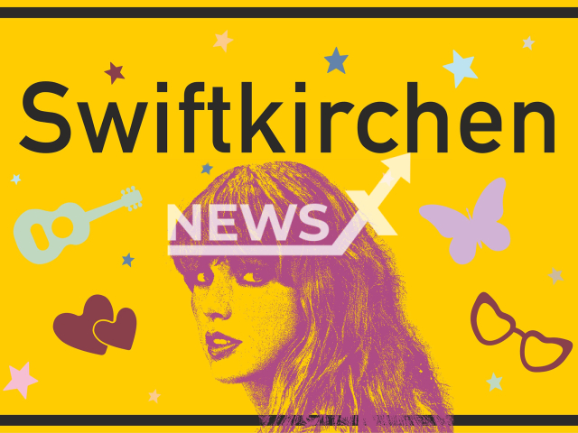 Image shows the new welcome sign of the city of Gelsenkirchen, Germany, undated photo. The city was temporarily renamed to Swiftkirchen ahead of Taylor Swift's tour. Note: Licensed content. (Stadt Gelsenkirchen/Newsflash)