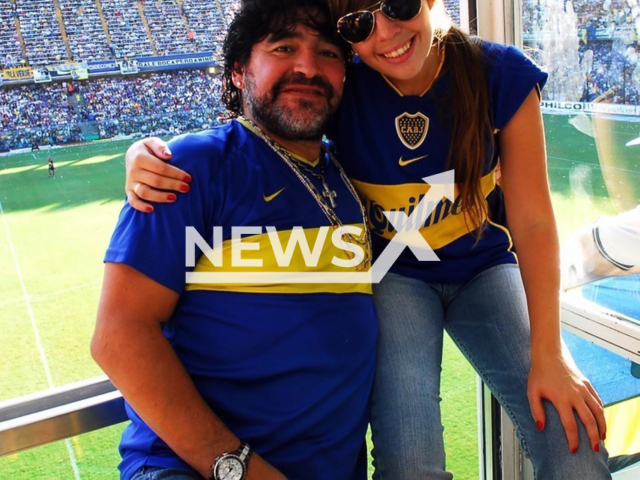 Picture shows Diego Maradona with his daughter Dalma, undated. She reportedly said she went to a medium to communicate with Diego. Note: Private photo taken from social media. (@dalmaradona/Newsflash)