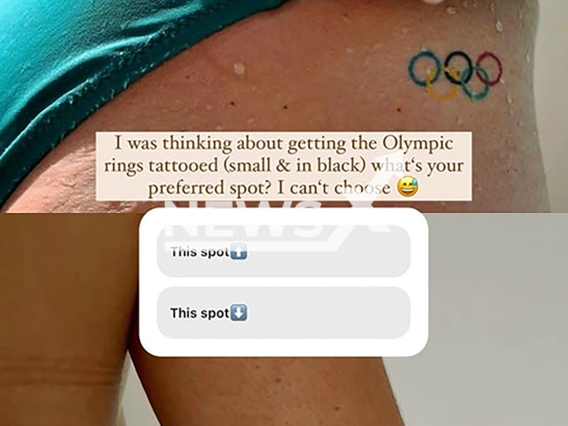 Image shows the world's sexiest runner Alica Schmidt, 25, asking her fans for advice about a new tattoo, undated photo. She will compete at the Paris 2024 Olympics. Note: Private photo from social media. (@bossladyalicasm/Newsflash)