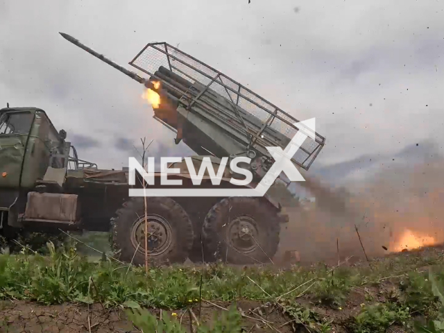 The video shows Russian units hitting Ukrainian military equipment and manpower with a BM-21 Grad multiple rocket launcher in Eastern Ukraine, July 8, 2024.
 Note: Picture is screenshot from a video. (Russian Ministry of Defence (MoD)/Clipzilla)