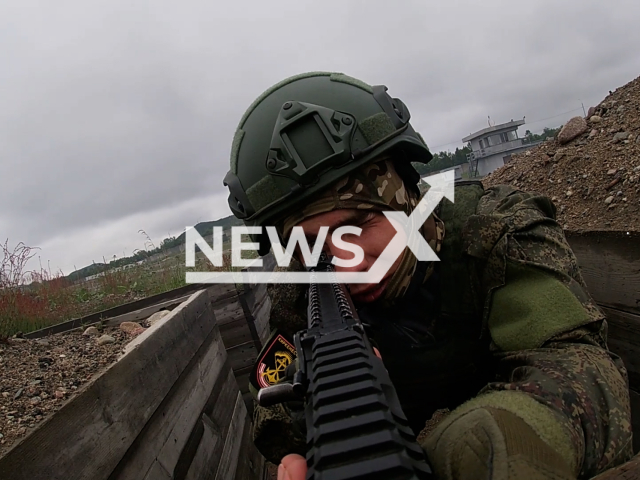 Russian marines honing their shooting abilities by targeting simulated equipment and personnel in the Murmansk Oblast, Russia, July 8, 2024.
 Note: Picture is screenshot from a video. (Russian Ministry of Defence (MoD)/Clipzilla)