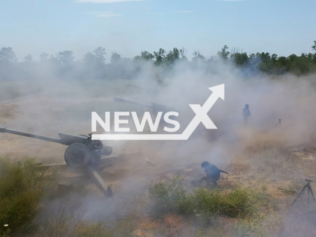 The clip shows Russian artilleryman carrying out their final combat training with D-30 howitzers before heading to the battlefield in Rostov Region, Russia, July 8, 2024.
 Note: Picture is screenshot from a video. (Russian Ministry of Defence (MoD)/Clipzilla)