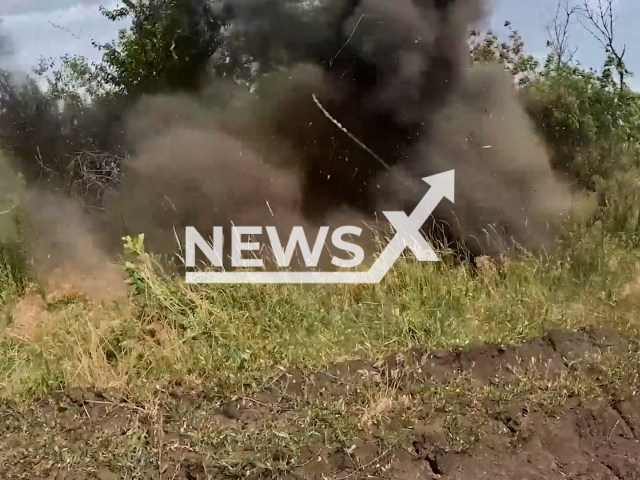 Russian sappers cleaning a mined area on the battlefield with the help of drones in Orekhov, Zaporizhzhia Oblast, Ukraine, July 9, 2024.
Note: Picture is screenshot from a video. (Russian Ministry of Defence (MoD)/Clipzilla)