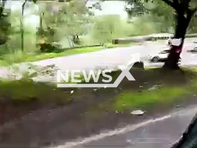 Bus falls into a ravine in Gujarat's Dang district, India, Sunday, July 7, 2024. Two children have died.Note: Photo is a screenshot from a video. (Newsflash)