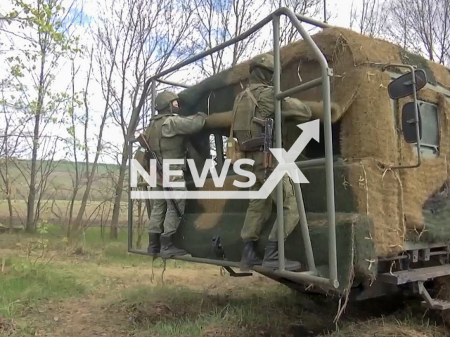 A big explosion occurred as at a distance of hundreds of kilometers Russian "Iskander-M" hits the Ukrainian Military equipment in Ukraine. Note: Picture is a screenshot from a video (Ministry of Defense of Russia/Newsflash)