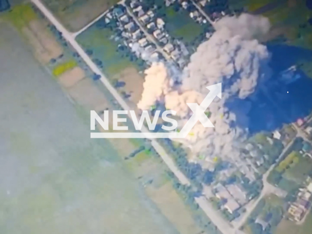 Russian Su-34 fighter bomber drops a FAB-3000 attack on the Ukrainian deployment point in the area of ​​responsibility of the "North" troop group In Ukraine on 14th July 2024.
Note: Picture is screenshot from a video. (Russian Ministry of Defence (MoD)/Clipzilla)