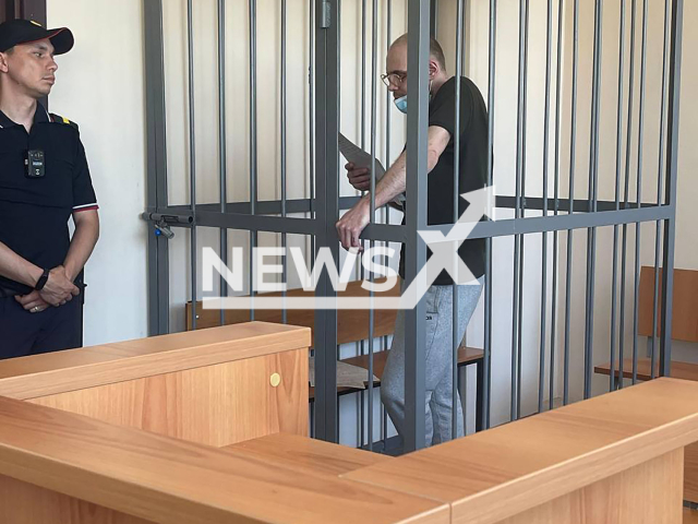 Photo shows Oleg Shchegolikhin at Ordzhonikidze District Court of Yekaterinburg, Russia on Monday, July 15, 2024. The court sentenced Oleg to 12 years of imprisonment. Note: Photo is obtained from the Prosecutor's office of Sverdlovsk region. (@sverdlovskprok/Newsflash)