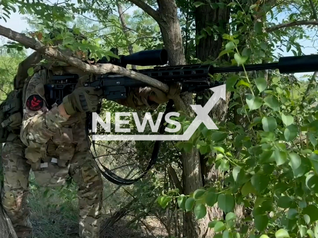 Russian sniper striking Ukrainian manpower and heavy quadcopters in Orikhiv, Zaporizhzhia Oblast, Ukraine, July 15, 2024.
 Note: Picture is screenshot from a video. (Russian Ministry of Defence (MoD)/Clipzilla)