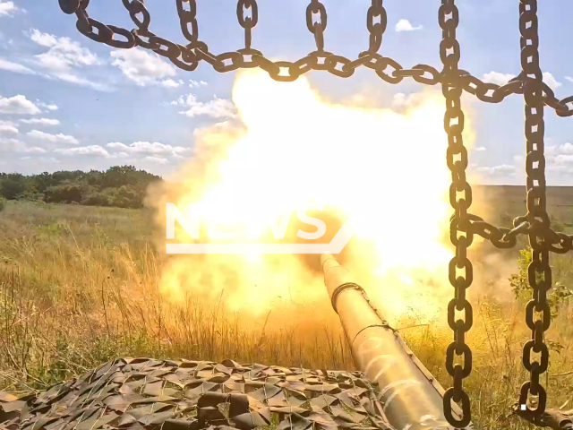 Russian T-72B3 main battle tanks targeting Ukrainian mortar units, machine guns, as well as an ammunition depot in Eastern Ukraine, July 15, 2024.
Note: Picture is screenshot from a video. (Russian Ministry of Defence (MoD)/Clipzilla)