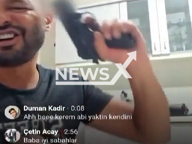 Man shoots himself in the head during live broadcast in Ankara, Turkey, undated. He was taken to hospital where he died. Note: Photo is a screenshot from a video. (Newsflash)