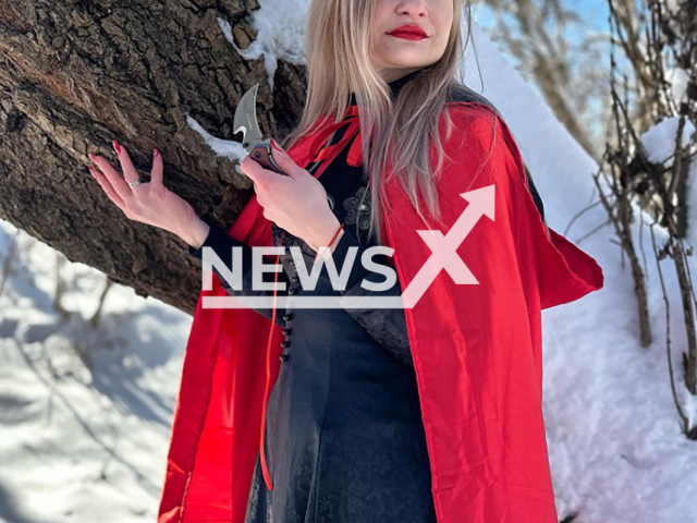 Photo shows cemetery witch Polina Gubanova, 29, from Stavropol, southern Russia, undated. Police will check her due to complaints from local residents. Note: Picture is private used in local media. (@polinaviktorovnawitch/Newsflash)