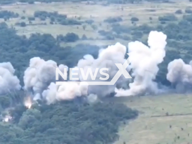 Russian units operating a TOS-1A Solntsepek thermobaric rocket launcher hitting a Ukrainian stronghold in Avdiivka, Donetsk Oblast, Ukraine, July 22, 2024.
Note: Picture is screenshot from a video. (Russian Ministry of Defence (MoD)/Clipzilla)