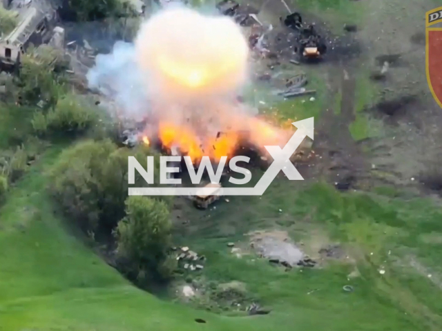 Armed Forces of Ukraine destroyed the location of ammunition of the Russian military in May 2022. Note: Picture is a screenshot from a video (@30brigade/Newsflash)