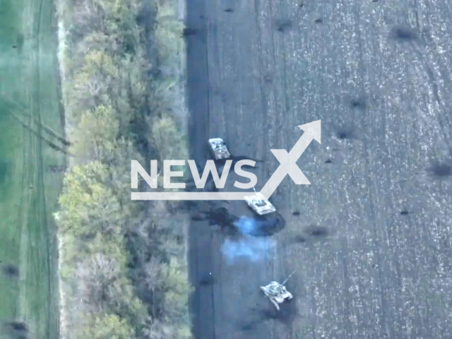 Two tanks and one infantry fighting vehicle were accurately and quickly destroyed by artillerymen of the Armed Forces of Ukraine in May 2022. Note: Picture is a screenshot from a video (@dshv25opdbr/Newsflash)