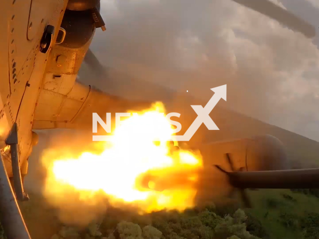 Russian Ka-52 gunship lunches S-8 unguided air to surface missiles at Ukrainian strongholds on the frontlines in Ukraine, July 25, 2024.
Note: Picture is screenshot from a video. (@mod_russia/Newsflash)