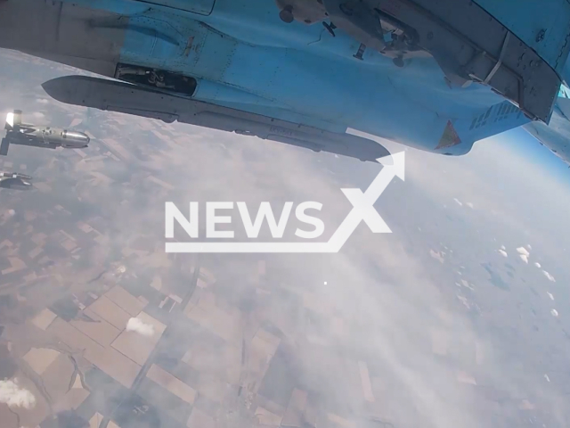 Image shows a Russian Sukhoi Su-34 fighter jet, undated photo. It hit Ukrainian targets on the battlefield in Eastern Ukraine, July 29, 2024. Note: Photo is a screenshot from a video. (Russian Ministry of Defence (MoD)/Clipzilla)