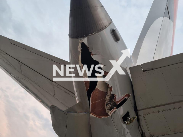 Picture shows the plane damage after colliding with another at Congonhas Airport in Sao Paulo, Brazil, Monday, July 29, 2024. A Gol Linhas Aereas Boeing 737 was hit by a Latam Airbus A319. Note: Private photo taken from social media. (Newsflash)