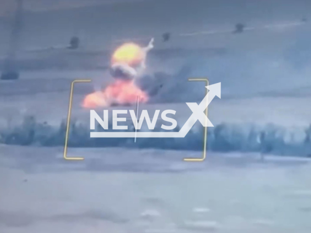 Ukrainian forces destroy Russian armoured machines on the frontlines using FPV drones in Ukraine in undated footage. The 46th Separate Airmobile Brigade released the footage on Tuesday, July 30, 2024. Note: Photo is screenshot from a video (@oaembr46/Newsflash)