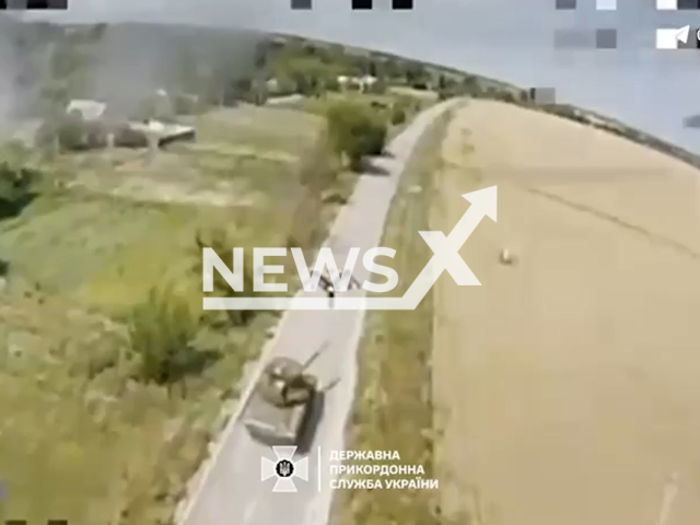 Ukrainian border guards destroy Russian military vehicles and armor near Kharkiv in Ukraine in undated footage. The State Border Service of Ukraine released the footage on Wednesday, July 31, 2024.
Note: Photo is screenshot from a video (@DPSUkr/Newsflash)