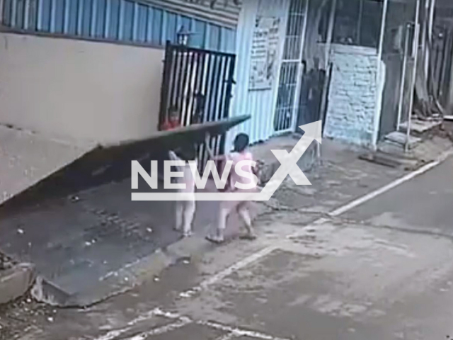 Gate crushes three-year-old girl in Pimpri-Chinchwad, India, Wednesday, July 31, 2024. The child died. Note: Photo is screenshot from a video (Newsflash)