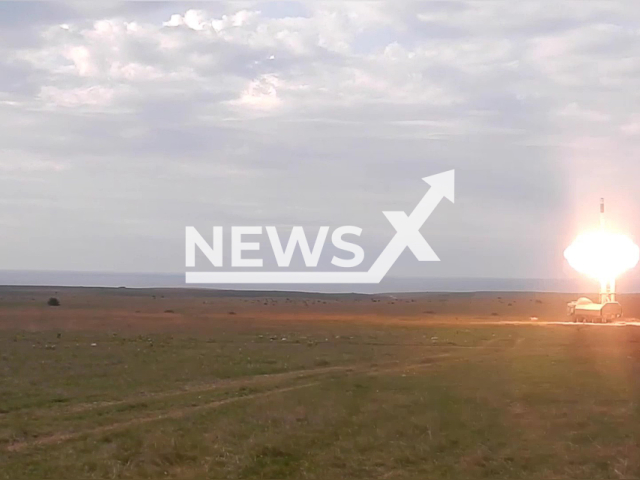 An attack on infrastructure facilities of the Armed Forces of Ukraine with Onyx missiles by the Russian Army, in May, 2022. Note:Photo is a screenshot from the video (Ministry of Defence of the Russian Federation/Newsflash)