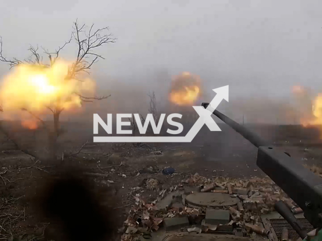 Image shows Russian crews attacking Ukrainian camouflaged positions and troops with a BMP-2 amphibious infantry fighting vehicle, undated photo. The attack took place in Eastern Ukraine, August 5, 2024. Note: Photo is a screenshot from a video. (Clipzilla)