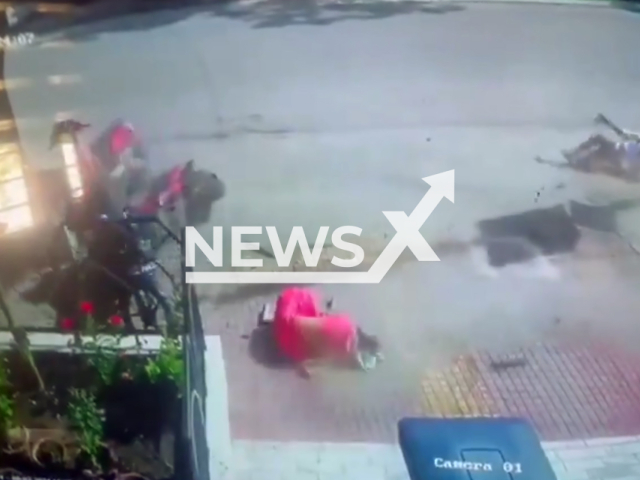 Image shows the incident, undated photo. It happened in Kidwai Nagar, Kanpur, India, August 2, 2024. Note: Photo is a screenshot from a video. (Newsflash)