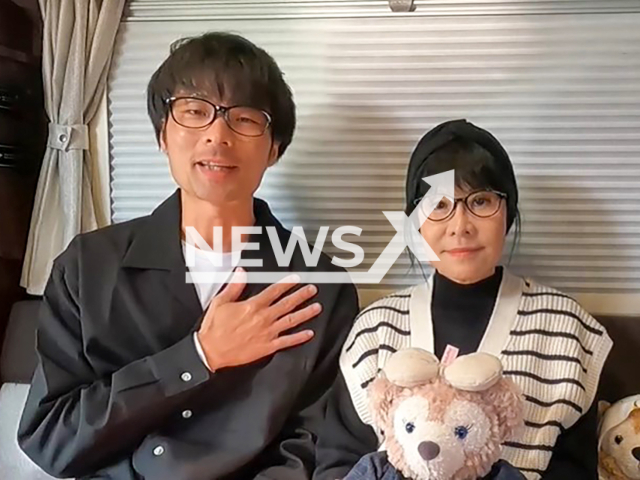 Picture shows the Japanese couple, Yoshitaka, 40, and his 65-year-old wife, Aki, undated. He was unaware of the 25-year age gap. Note: Image is a screenshot from video. (Newsflash)