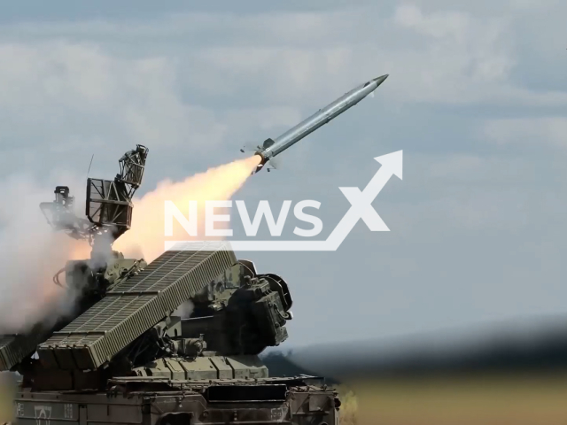 Russian air defense system destroys Ukrainian recon drone near Avdiivka, Ukraine, August 13, 2024.
Note: Photo is a screenshot from a video. (@mod_russia/Newsflash)