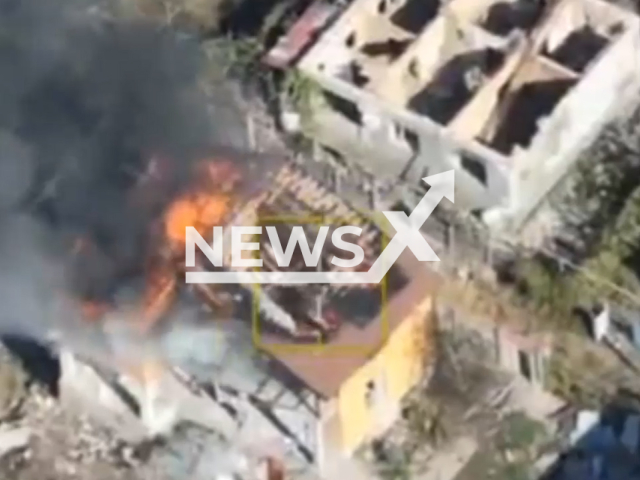 Image shows Russian crews demolishing two Ukrainian control points with the help of first-person view drones, undated photo. It took place in Kherson, Kherson Oblast, Ukraine, August 18, 2024. Note: Photo is a screenshot from a video. (Russian Ministry of Defence (MoD)/Clipzilla)