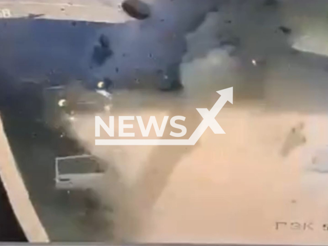 A car explodes at a gas station in Tikhoretsk, Krasnodar Territory, Russia on Saturday, Aug. 17, 2024. The driver survived. Note: Photo is screenshot from a video(Newsflash)