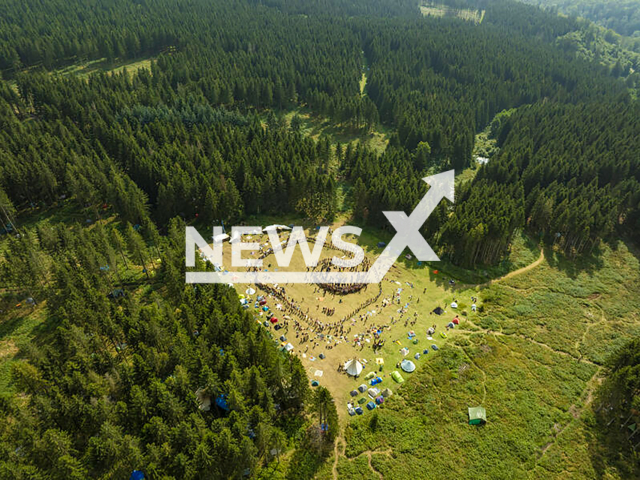 Image shows the hippie 'Rainbow Family Gathering' in Harz, Germany, undated photo. The participants were thrown off the nature reserve by cops. Note: Licensed content. (Landkreis Goslar, Stefan Sobbota/Newsflash)