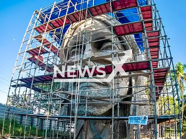 Picture shows part of the statue of Jesus Christ that is being built in the city of Pilar, Brazil, undated. It is reportedly designed to be the largest Christ in the world. Note: Private photo taken from local media. (Newsflash)