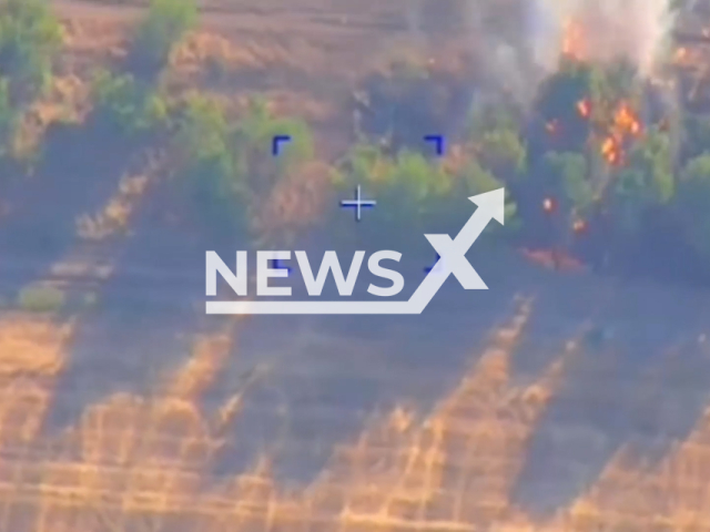 Image shows Russian ZALA Kub-BLA drones demolishing a Ukrainian Armed Forces howitzer on the battlefield, undated photo. It took place in Kherson, Kherson Oblast, Ukraine, August 25, 2024. Note: Photo is a screenshot from a video. (Russian Ministry of Defence (MoD)/Clipzilla)