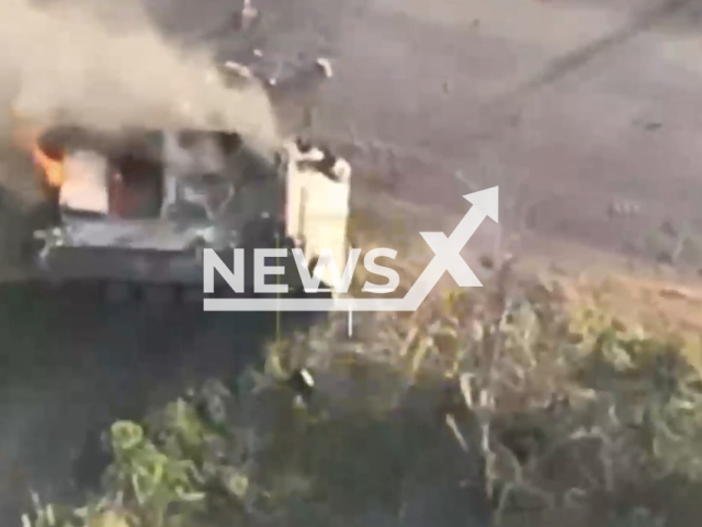 Image shows Russian FPV drones hitting a French-made CAESAR self-propelled howitzer on the battlefield, undated photo. It took place in Vuhledar, Donetsk Oblast, Ukraine, August 27, 2024. Note: Photo is a screenshot from a video. (Russian Ministry of Defence (MoD)/Clipzilla)