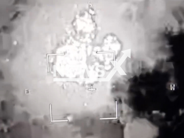 Image shows the ZALA Lancet drone strike on a Ukrainian artillery gun, undated photo. It took place near Kursk, Kursk Oblast, Russia, Sept. 1, 2024. Note: Photo is a screenshot from a video. (Russian Ministry of Defence (MoD)/Clipzilla)