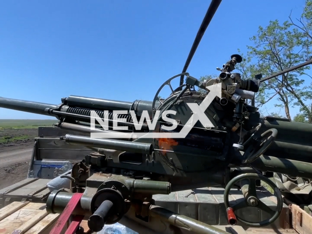 Image shows Russian units hitting 10 Ukrainian militants with a 2B9 Vasilek automatic gun-mortar, undated photo. The attack took place in Robotyne, Zaporizhzhia Oblast, Ukraine, Sept. 2, 2024. Note: Photo is a screenshot from a video. (Russian Ministry of Defence (MoD)/Clipzilla)