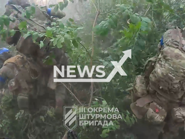 Ukrainian soldiers land in the dense forests, engage in intense combat, and endure relentless machine gun fire during the operation in the Kharkiv region of Ukraine in undated footage. The 3rd Separate Assault Brigade of the Ground Forces of the Armed Forces of Ukraine released the footage on Monday, Sep. 2, 2024.
Note: Picture is screenshot from a video (@ab3army/Newsflash)