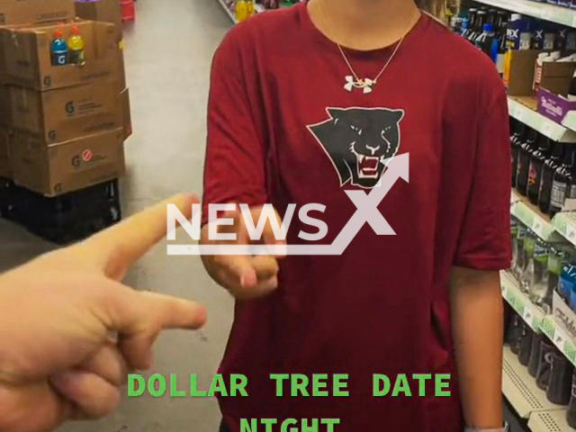 Florida couple with 'Dollar Tree date night'. Note: Picture is a screenshot from a video (@dylanowens84/Newsflash)