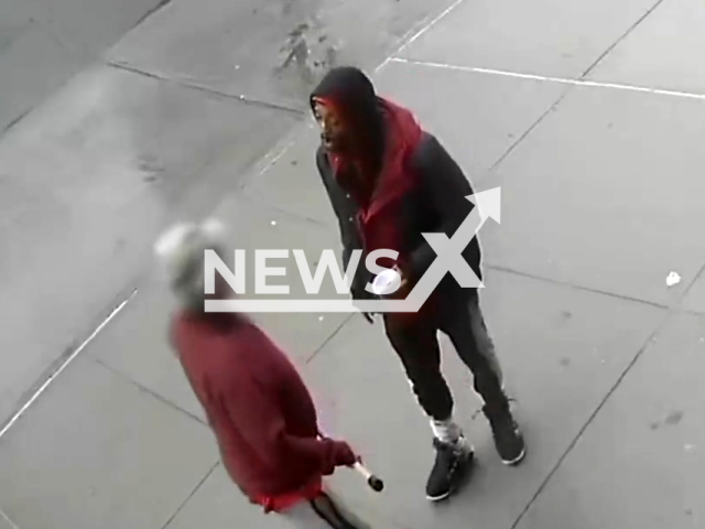 Edgar Wilson, 35 from the Bronx, New York punched and kicked the 77-year-old victim in an attempted robbery on the 2nd of May 2022. Note: This picture is a screenshot from the video. (NYPD NEWS/Newsflash)