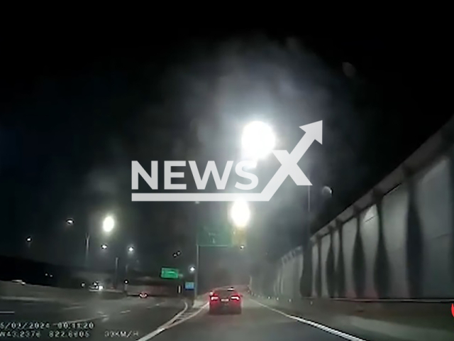 Image shows the criminals driving along the Linha Vermelha (the Red Line) motorway connecting Sao Joao de Meriti and Rio de Janeiro, undated photo. It took place on Thursday, Sept. 2, 2024. Note: Photo is a screenshot from a video. (Newsflash)