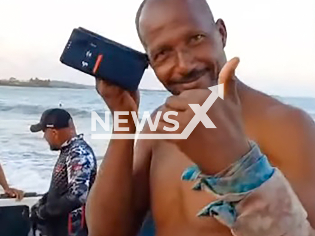 Image shows the injured man, undated photo. He was bitten by a shark in Mata de Sao Joao, Bahia State, Brazil. Note: Photo is a screenshot from a video. (Newsflash)