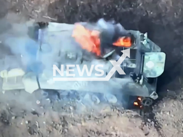 Russian Giatsint-B Howitzer destroys American M2 Bradley fighting vehicle in Zaporizhzhia region in Ukraine in undated footage. The Russian Ministry of Defence released the footage on Thursday, Sep. 12, 2024.
Note: Photo is a screenshot from a video. (Russian Ministry of Defence/Newsflash)